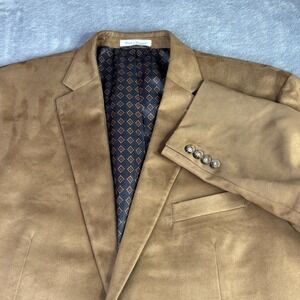 Lauren Ralph Lauren Blazer Mens 48R Tan Faux Suede Two Button Sport Coat Classic